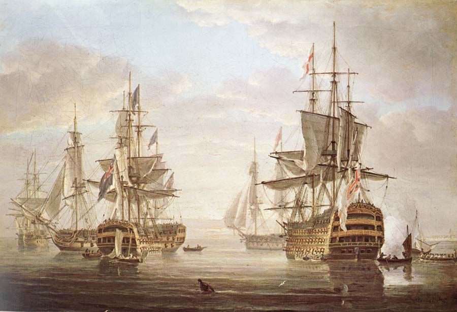 Nicholas Pocock This work of am exposing they five vessel as elbow bare that gora with Horatio Nelson and banskarriar